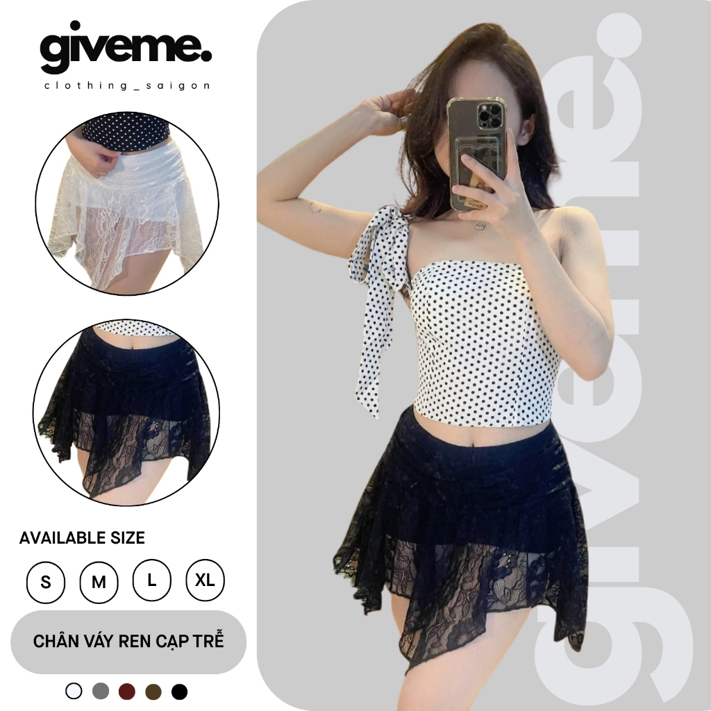 [𝐂𝐕 𝐑𝐄𝐍 𝐄𝐙𝐖𝐄𝐀𝐑] Chân Váy Ren Cạp Trễ Tầng Chéo Dáng Bay Tua Rua Sexy Giveme.clothing_saigon