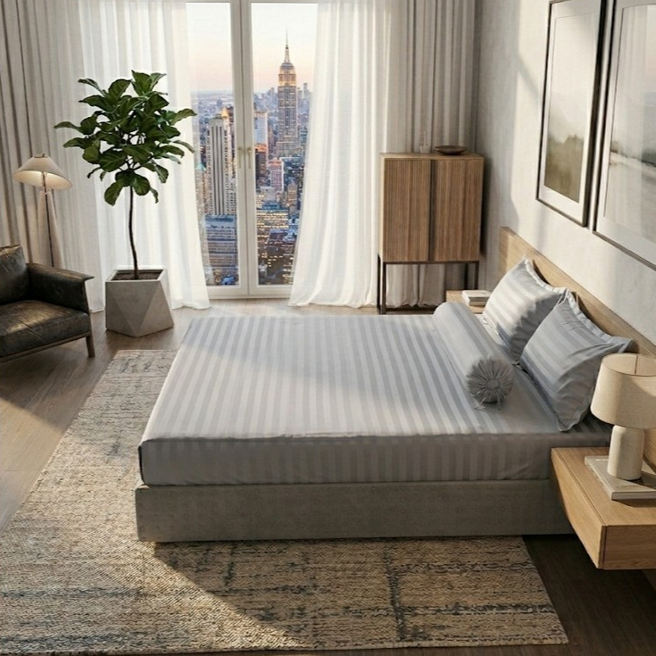 Bộ ga giường cotton 3F 4 món Lidaco ga bo chun