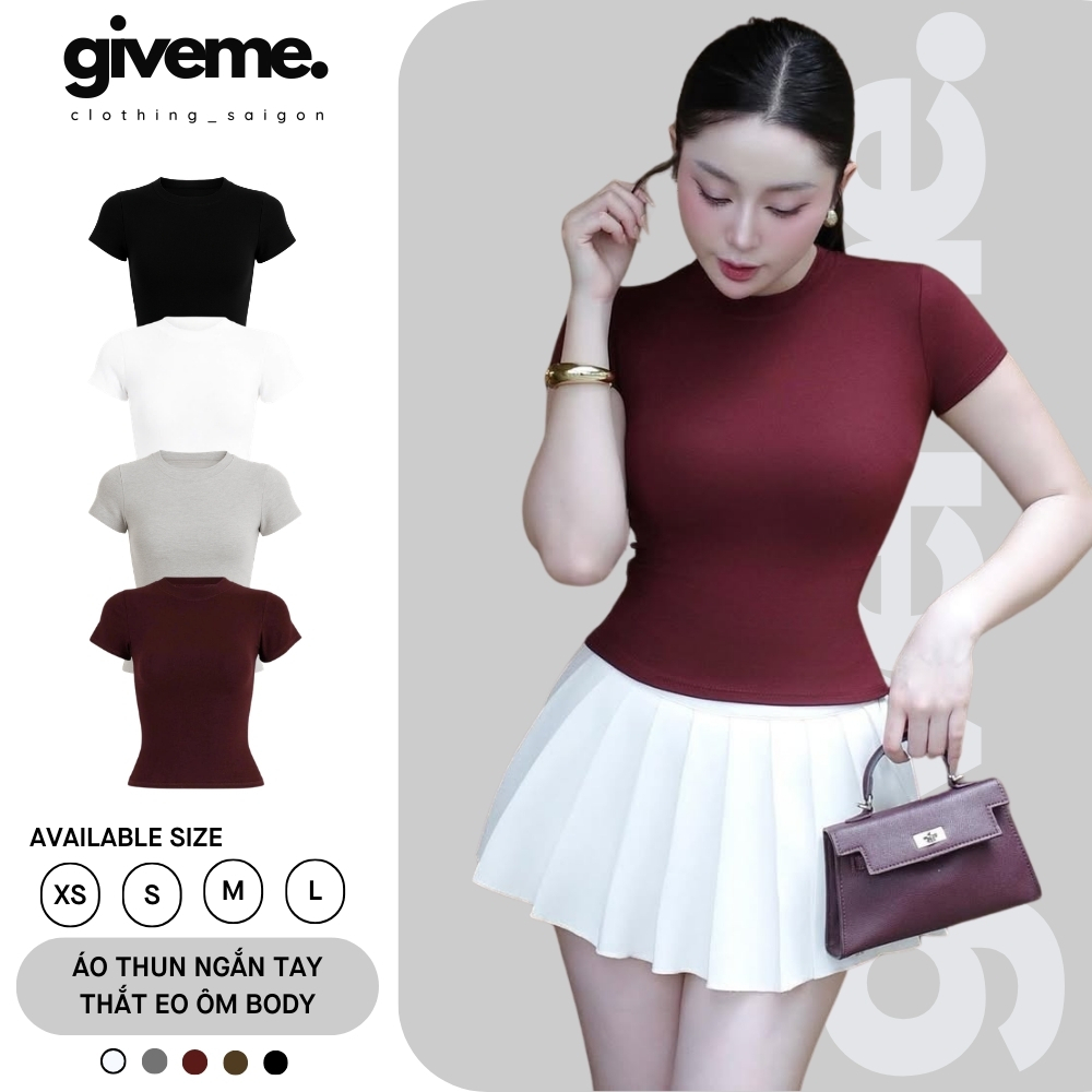 [𝐓𝐄𝐄-𝐁𝐔𝐑𝐆𝐔𝐍𝐃𝐘] Áo Thun Thắt Eo Ôm Siết Vào Dáng Giveme.clothing_saigon | BigBuy360 - bigbuy360.vn