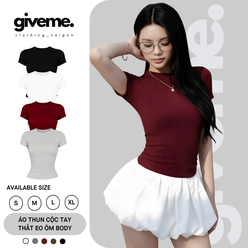 [𝐁𝟏𝟖 𝐓𝐄𝐄 - 𝐒𝐋𝐈𝐌 𝐅𝐈𝐓𝐒] Áo Thun Ôm Body Cotton Lông Mịn Co Giãn Form Thắt Eo Justdun B18 Giveme.clothing_saigon