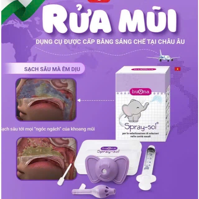 Buona Spray - Sol Buona Dụng Cụ Xịt Rửa Mũi Chuyên Dụng Cho Trẻ Em - Hàng chính hãng