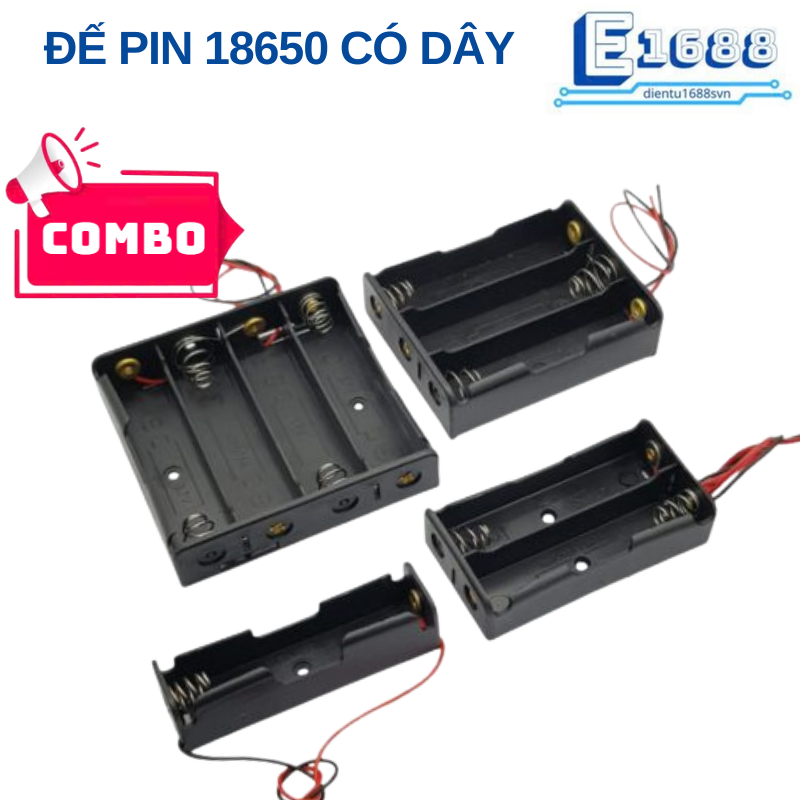 Đế pin 18650 loại ra dây nối tiếp