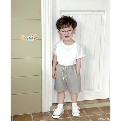 Quần short Beemo phối túi vải da cá co giãn cho bé đi học, đi chơi từ 9-24kg  6046QHB