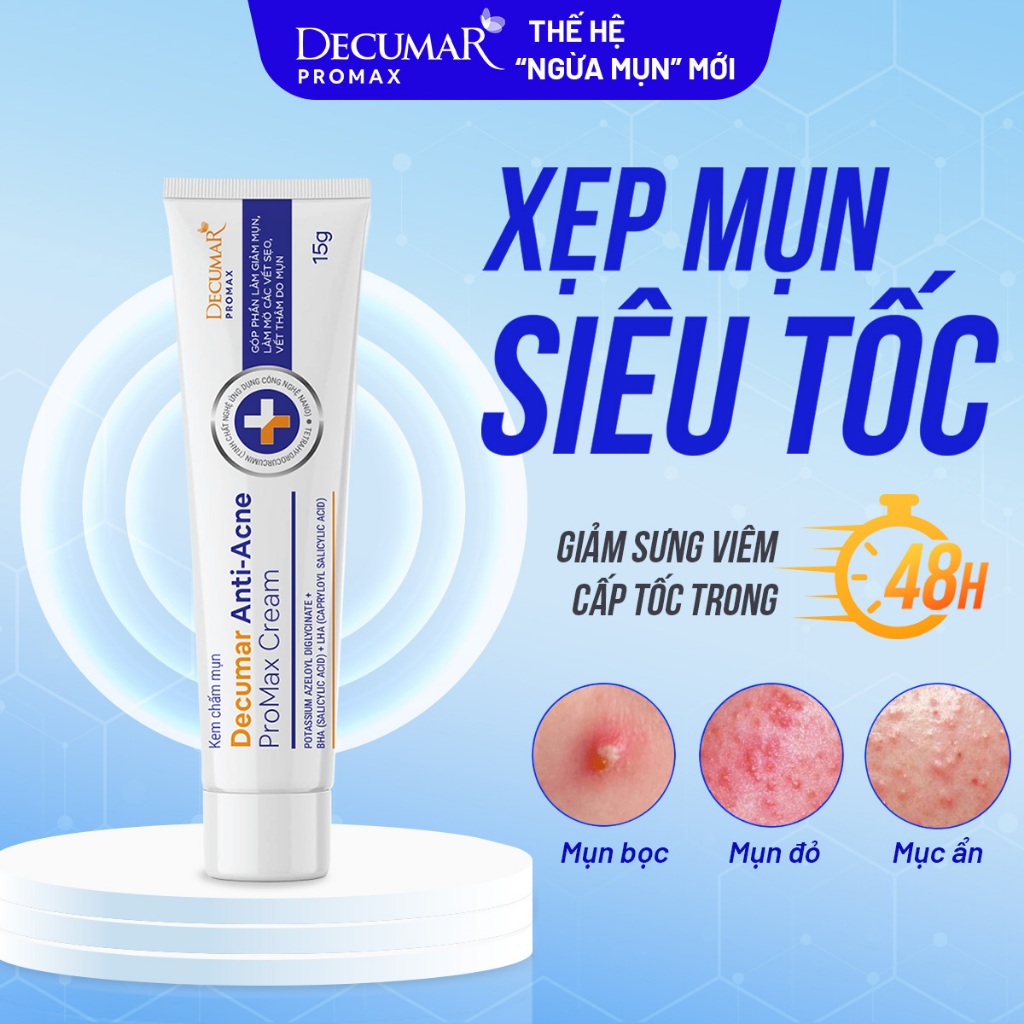 Kem Chấm Giảm Mụn Giảm Sưng Viêm, Mờ Thâm Sẹo Thế Hệ Mới Decumar ProMax Cream 15g