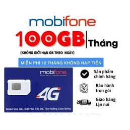 Mobifone 100GB /tháng /năm Sim 5G  Miễn phí sử dụng 1 năm