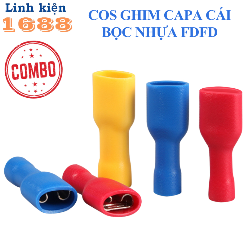 [GIÁ COMBO] (50 cái) Đầu cos ghim dẹp, cos ghim capa bọc nhựa FDFD
