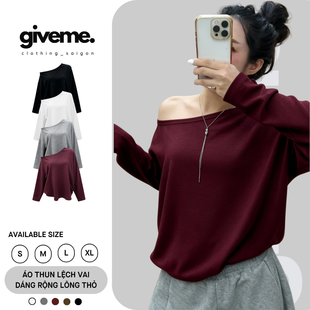 Áo Lệch Vai Dài Tay, Áo Thun Dài Tay Lệch Vai Chất Thun Tăm Lông Thỏ Mềm Mại Nữ Women - Suxing - S10