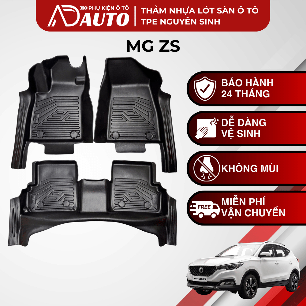 Thảm lót sàn ô tô MG ZS, Thảm lót sàn TH CARMATT đúc khuôn nhựa TPE cao cấp, an toàn, bền đẹp