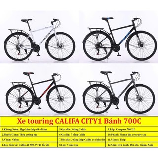 Xe đạp touringCALIFA CT100 700cc , city 1 thêm baga (Tặngđèn+chắnbùn +giáđỡ bìnhnước+ lụcgiác)