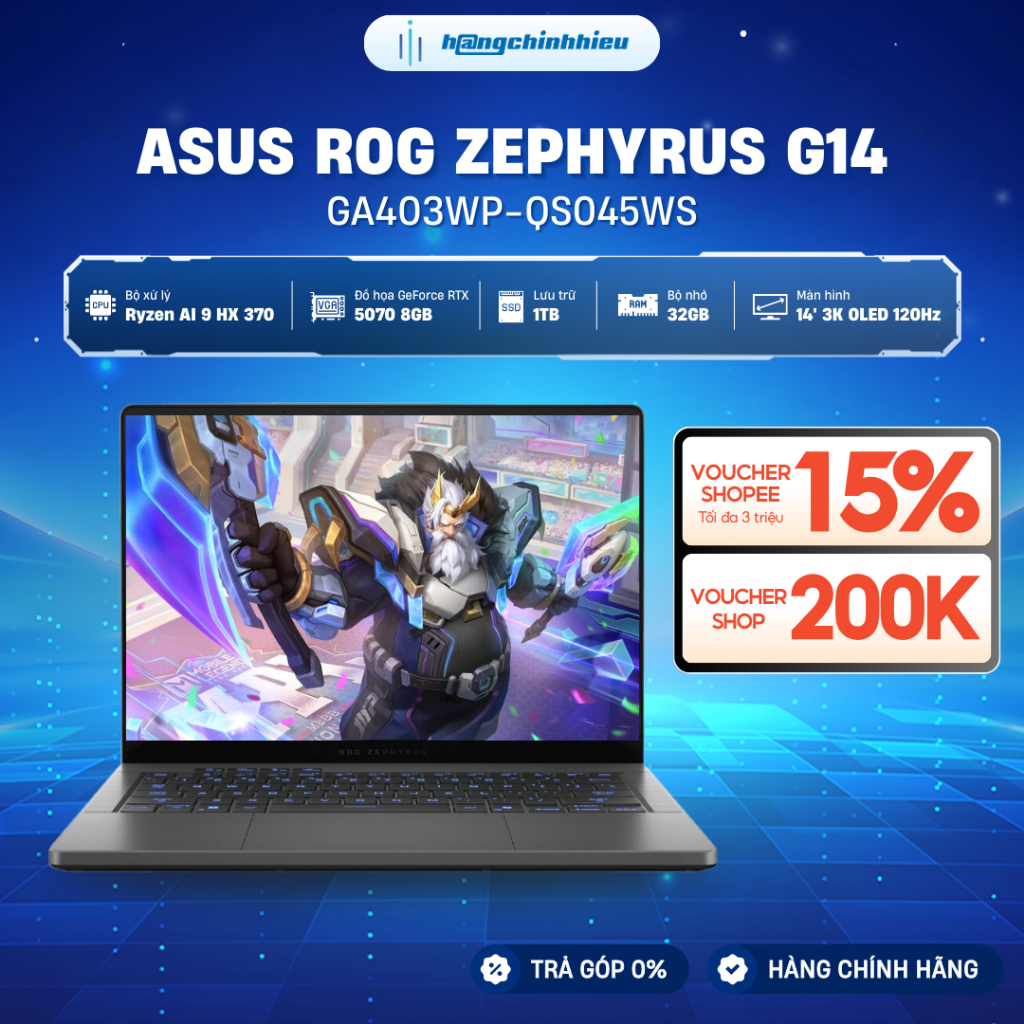 Laptop ASUS ROG Zephyrus G14 GA403WP-QS045WS Ryzen AI 9 HX 370 |RTX™ 5070 8GB | 32GB | 1TB | 14' | W