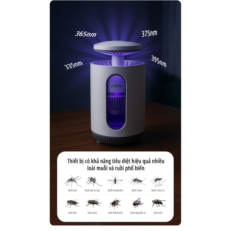 Đèn bắt muỗi milife K5P thích hợp cho mọi mùa