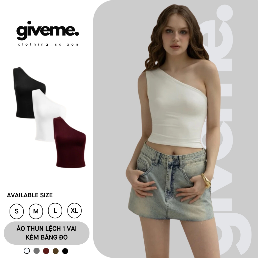 [XẢ KHO]  Áo Lệch Vai Chiết Nhấn Eo Fit Dáng, Chất Vải Mỏng Mát Phù Hợp Mùa Hè Năng Động Giveme.clothing_saigon