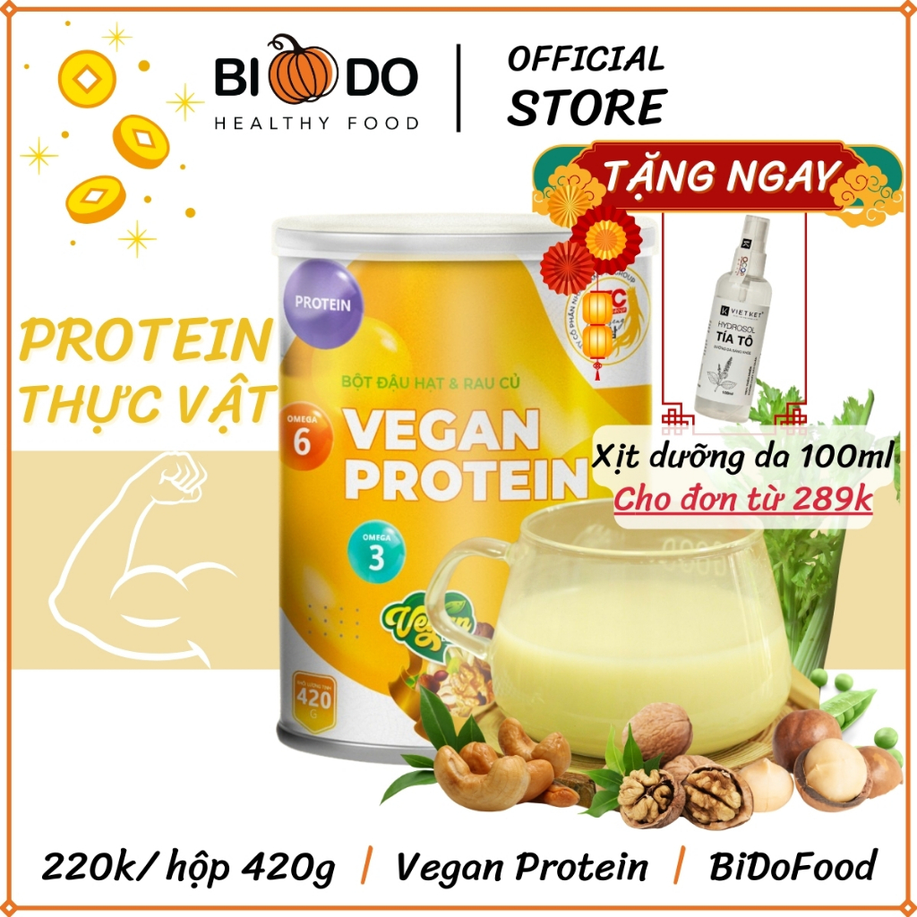 Vegan Protein Bột Ngũ Cốc Dinh Dưỡng 420g - BiDoFood - Bổ Sung Protein Thực Vật