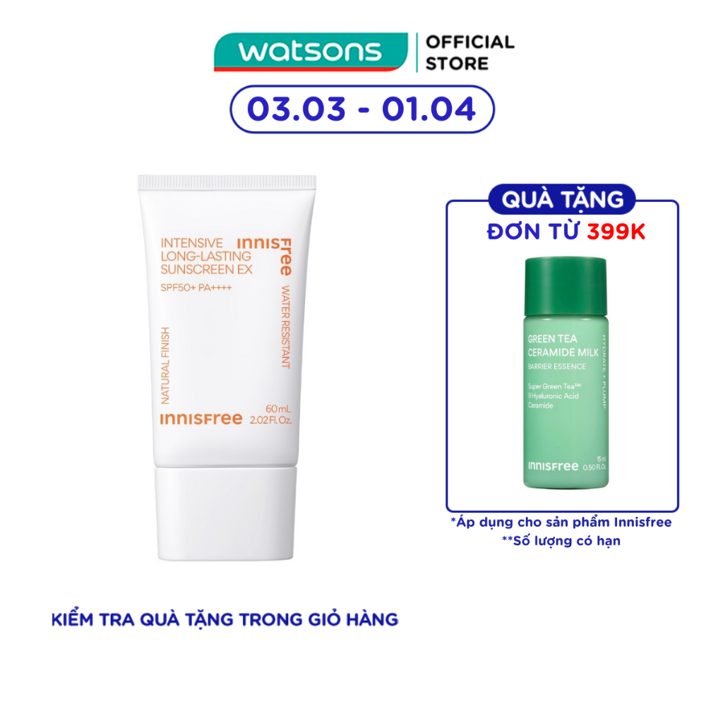 Kem Chống Nắng Innisfree Intensive Long-Lasting Sunscreen EX SPF50+ PA++++ 60ml