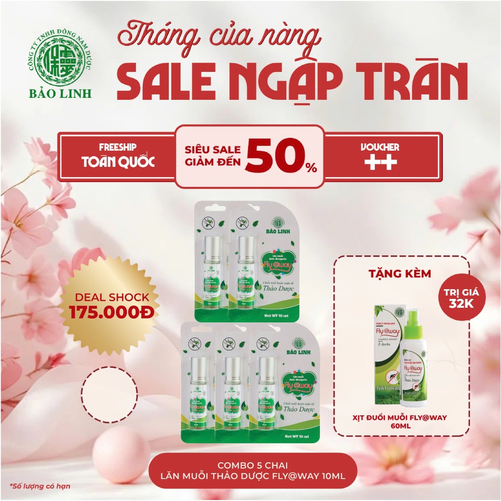 Lăn Thảo Dược Giảm Ngứa, Sưng Tấy Do Muỗi Và Côn Trùng Đốt Fly@way Bảo Linh 10ml
