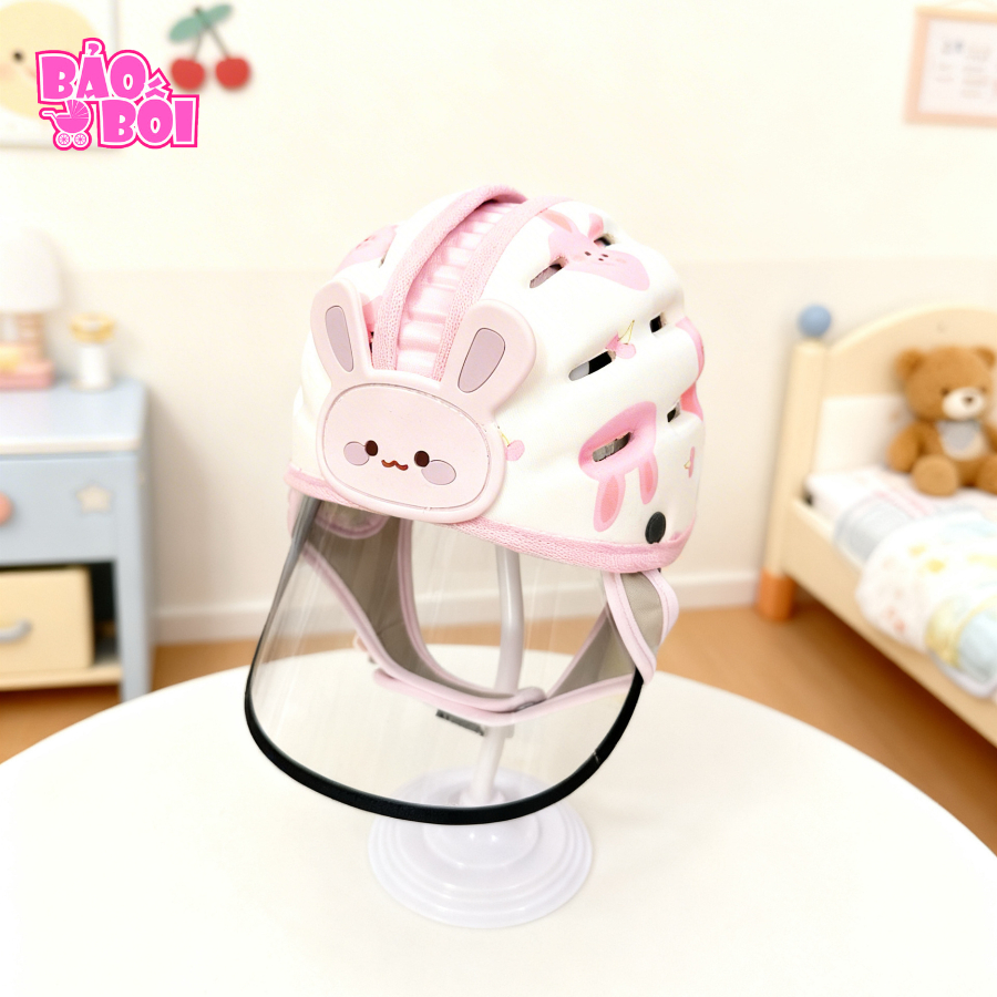 Mũ bảo vệ đầu có kính chắn bụi chắn gió cho bé, có thể tháo rời kính được