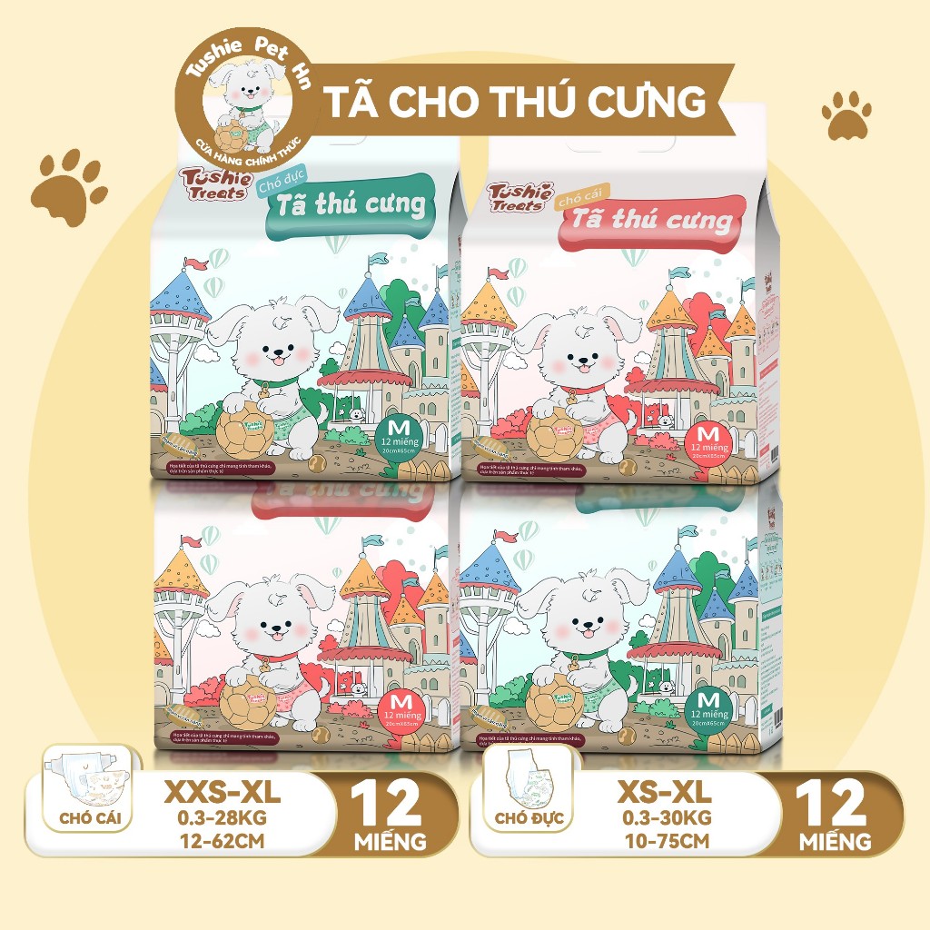 [4 gói] Bộ tã cho thú cưng thấm hút nhanh, thoáng khí, khô ráo, không ngột ngạt, thoải mái vui chơi mà không cần lo lắng