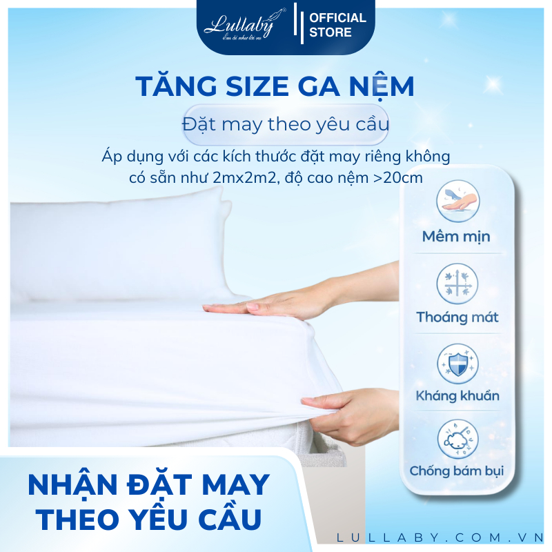 Phí tăng size nệm 20cm( Tencel 60s, Tencel 50s, Tencel 40s)