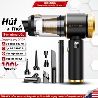 Máy hút bụi cầm tay SHANEN, Hút thổi bụi đa năng, 3 cấp độ hút, Đèn Pin tiện lợi, Bảo hành 12 tháng