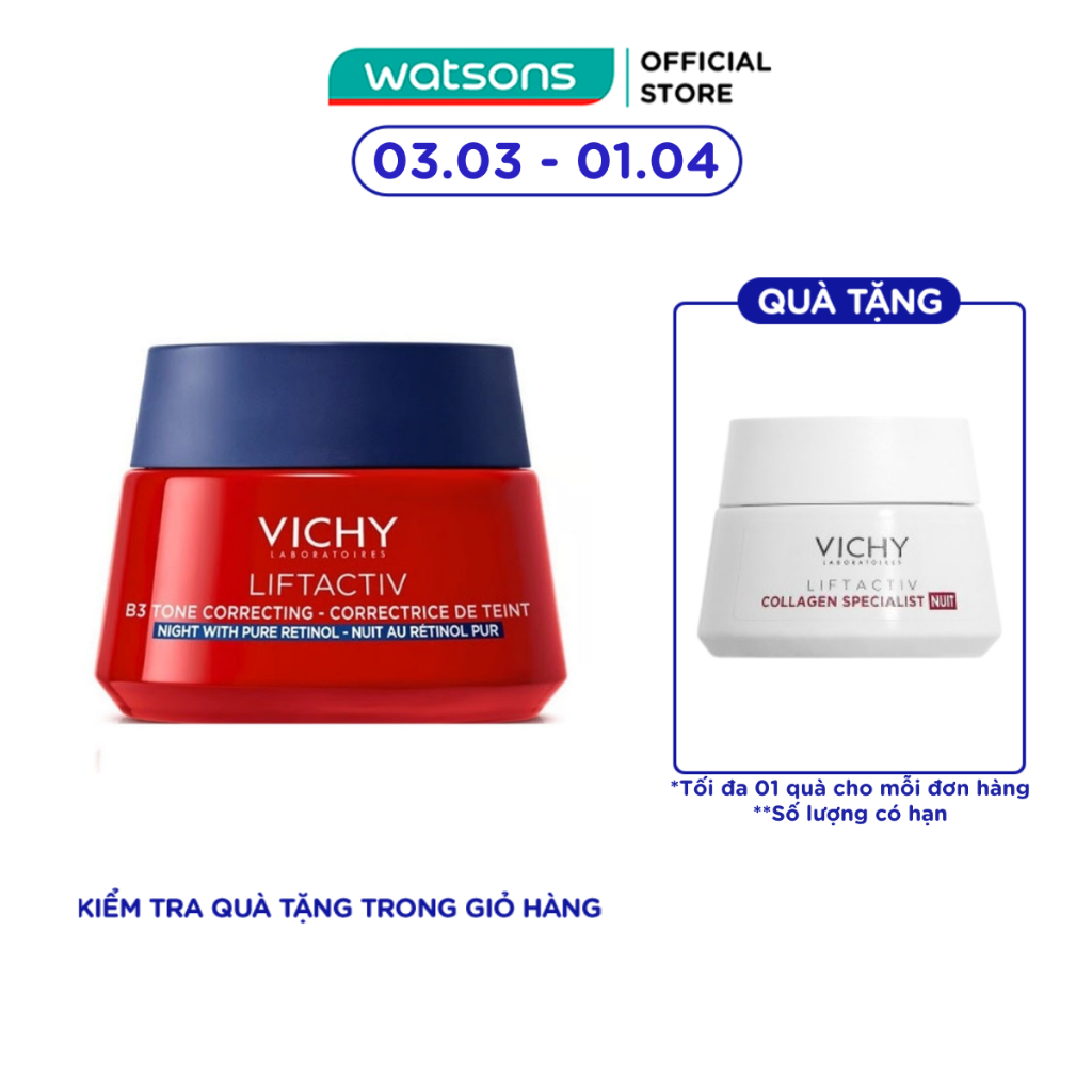 Kem Dưỡng Đêm Vichy Liftactiv B3 Tone Correcting Cream Night With Pure Retinol Giúp Mờ Thâm Nám Sáng