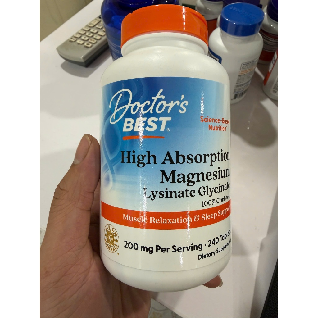 Viên uống magie Doctor's Best High Absorption Magnesium dễ hấp thu, giảm stress, mất ngủ, chuột rút 