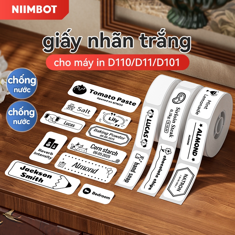 Niimbot D11/D110/D101 Nhãn in Tên Nhãn dán nhãn trắng không thấm nước tự dính