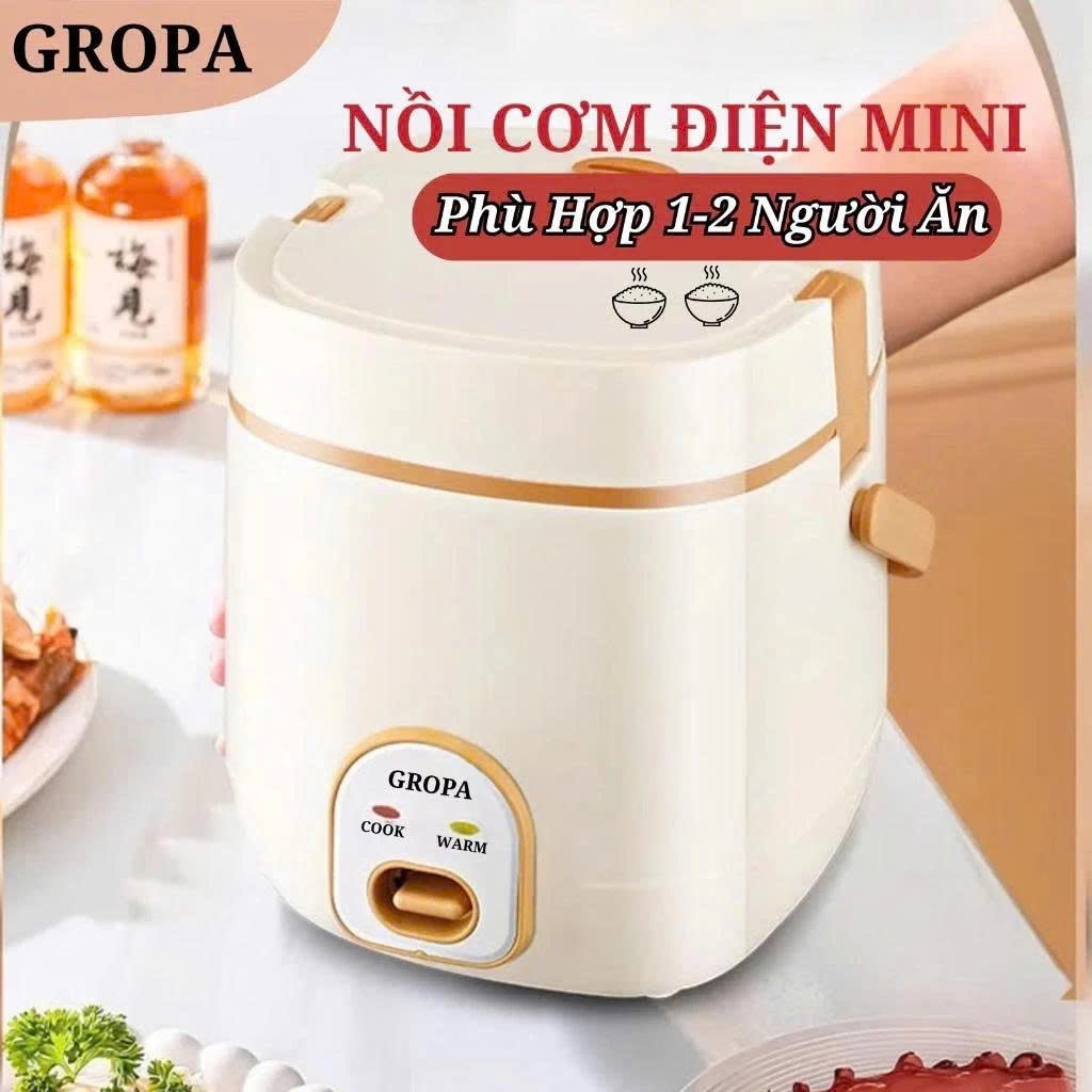 Nồi Cơm Điện Mini Đa Năng GROPA 1.2L – Chống Dính, Siêu Bền, Tiết Kiệm Điện, Phù Hợp 1-2 Người Bảo Hành 12 THÁNG