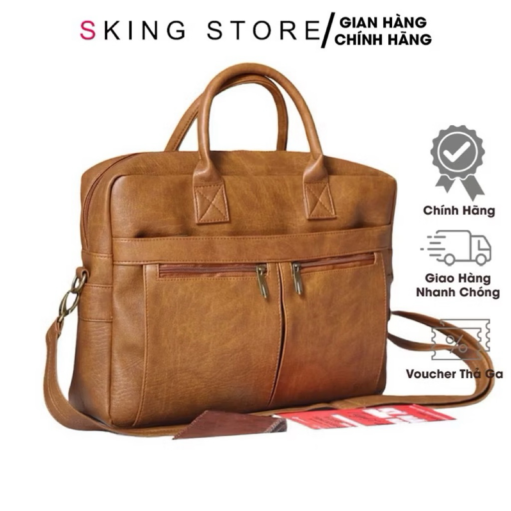 Túi xách công sở laptop 17 inch da PU cao cấp chống nước, túi văn phòng nam size lớn
