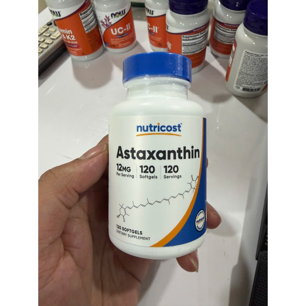 Nutricost Astaxanthin 12mg - Viên uống giúp bảo vệ tim mạch, giảm lão hóa, trẻ hóa cơ thể 120 viên