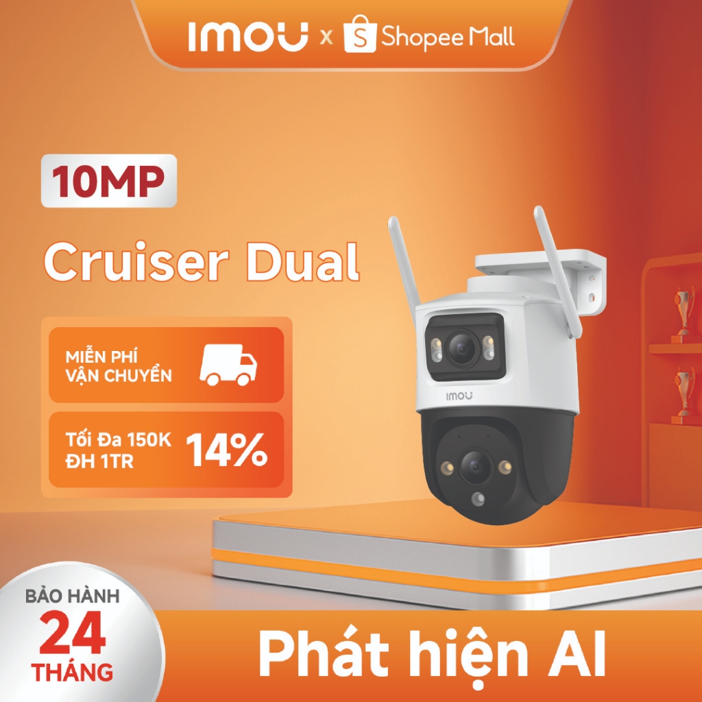 Camera Wifi ngoài trời 2 mắt Imou Cruiser Dual I 6MP/10MP I IPC-S7XP-10M0WED I Xoay 360° | Còi hú | BigBuy360 - bigbuy360.vn