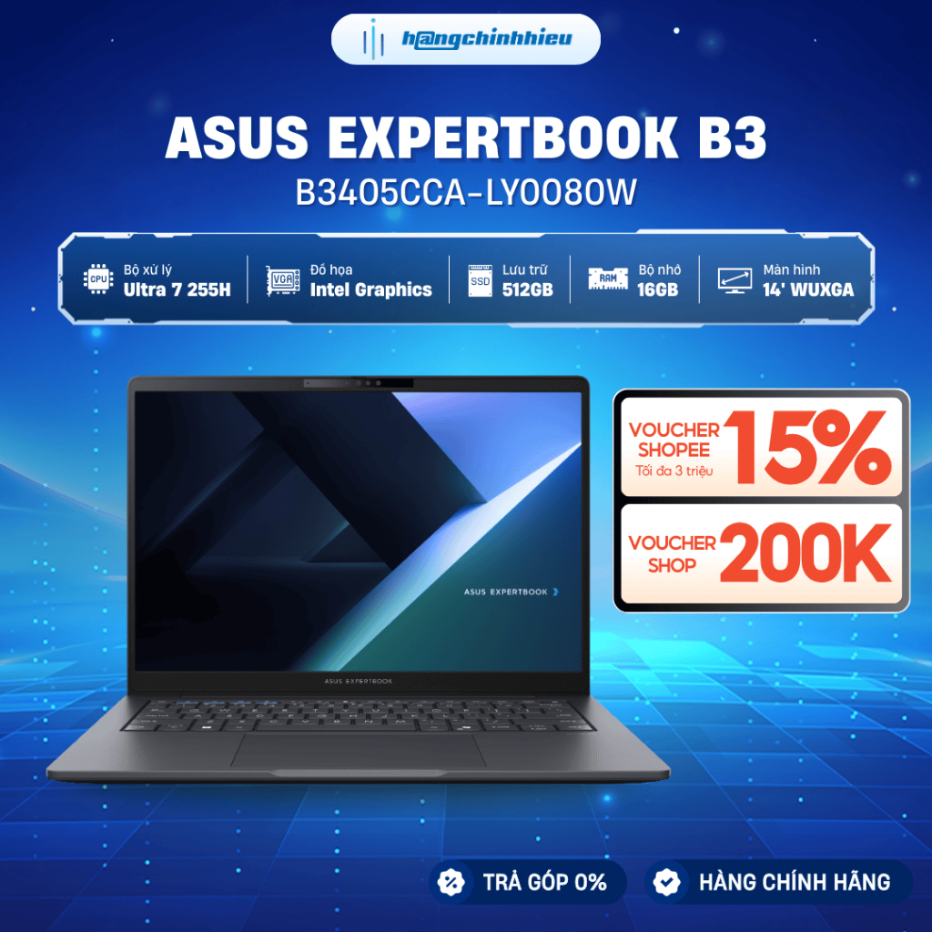 Laptop văn phòng ASUS ExpertBook B3 B3405CCA-LY0080W  Ultra 7 255H |  16GB |  512GB | 14' | Win 11