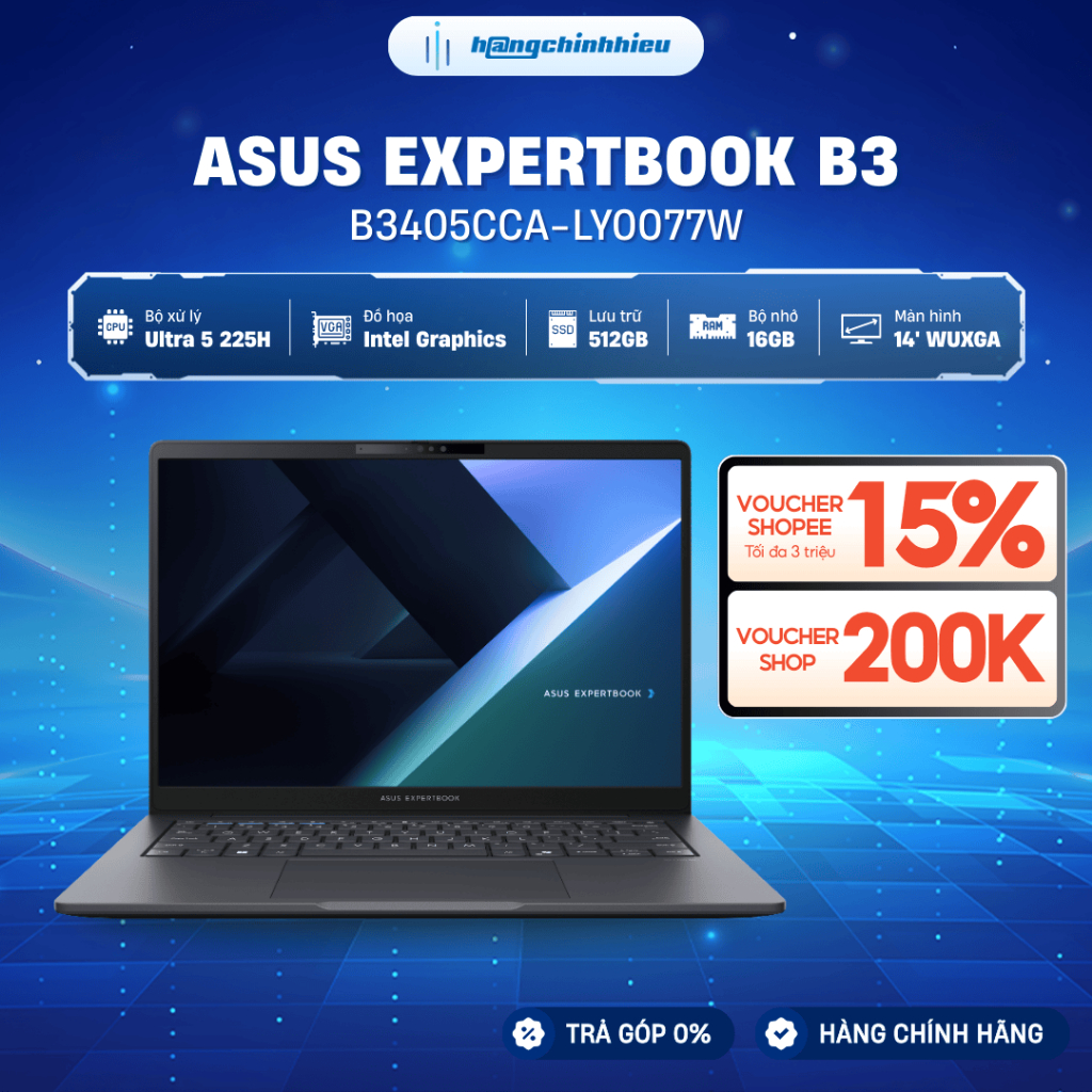 Laptop văn phòng ASUS ExpertBook B3 B3405CCA-LY0077W Ultra 5 225H / 16GB / SSD 512GB /14'