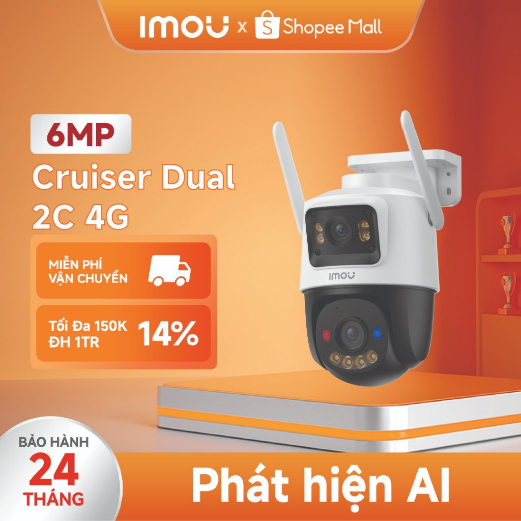 Imou camera Ngoài Trời Cruiser Dual 2C 4G | 6MP | IPC-S7XCP-6M1TED-EU | Đèn cảnh báo đỏ & xanh