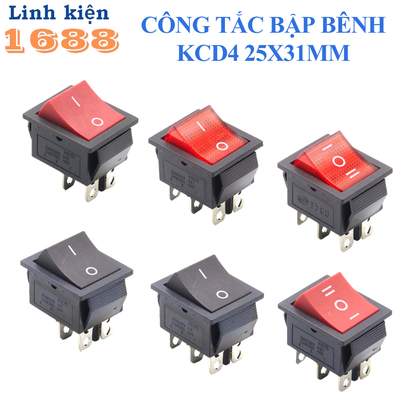 [GIÁ COMBO] (2 cái) Công tắc bập bênh KCD4 16A/250V 25x31mm