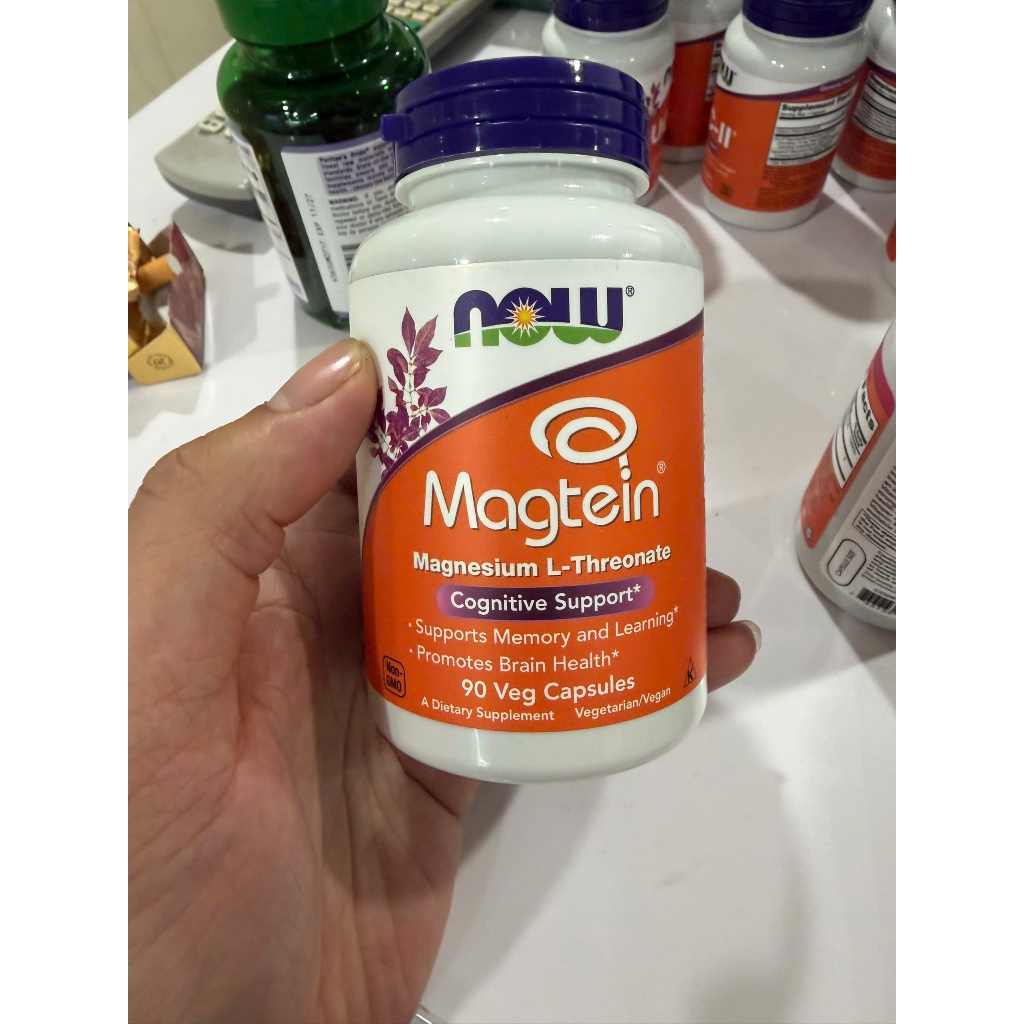 NOW Magtein Magnesium L-Threonate, 90 viên bổ sung magie giúp cải thiện trí nhớ, xương, tim mạch