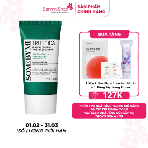 Some By Mi Kem chống nắng Truecica Mineral Calming Tone-up Suncream 50ml