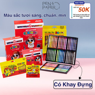 [TẶNG 1 CHÌ] Bút Sáp Màu Cho Bé ArtMate Mondez 12-48 Màu Tươi Sáng, Ít Vụn An Toàn Cho Bé Tô Màu Học Mỹ Thuật