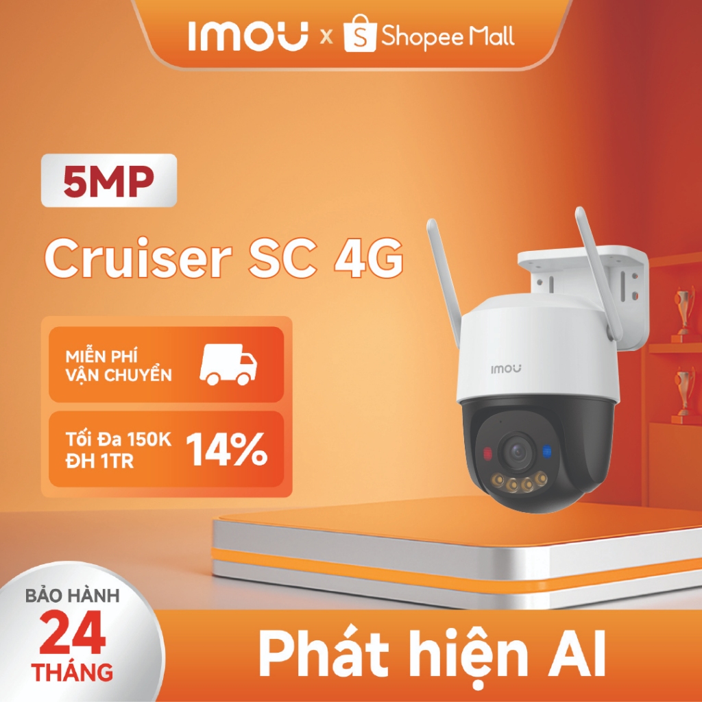Imou Camera ngoài trời Cruiser SC 4G I 3MP/5MP I IPC-K7FP-5H0TE I Đèn cảnh báo xanh đỏ I Đàm thoại I