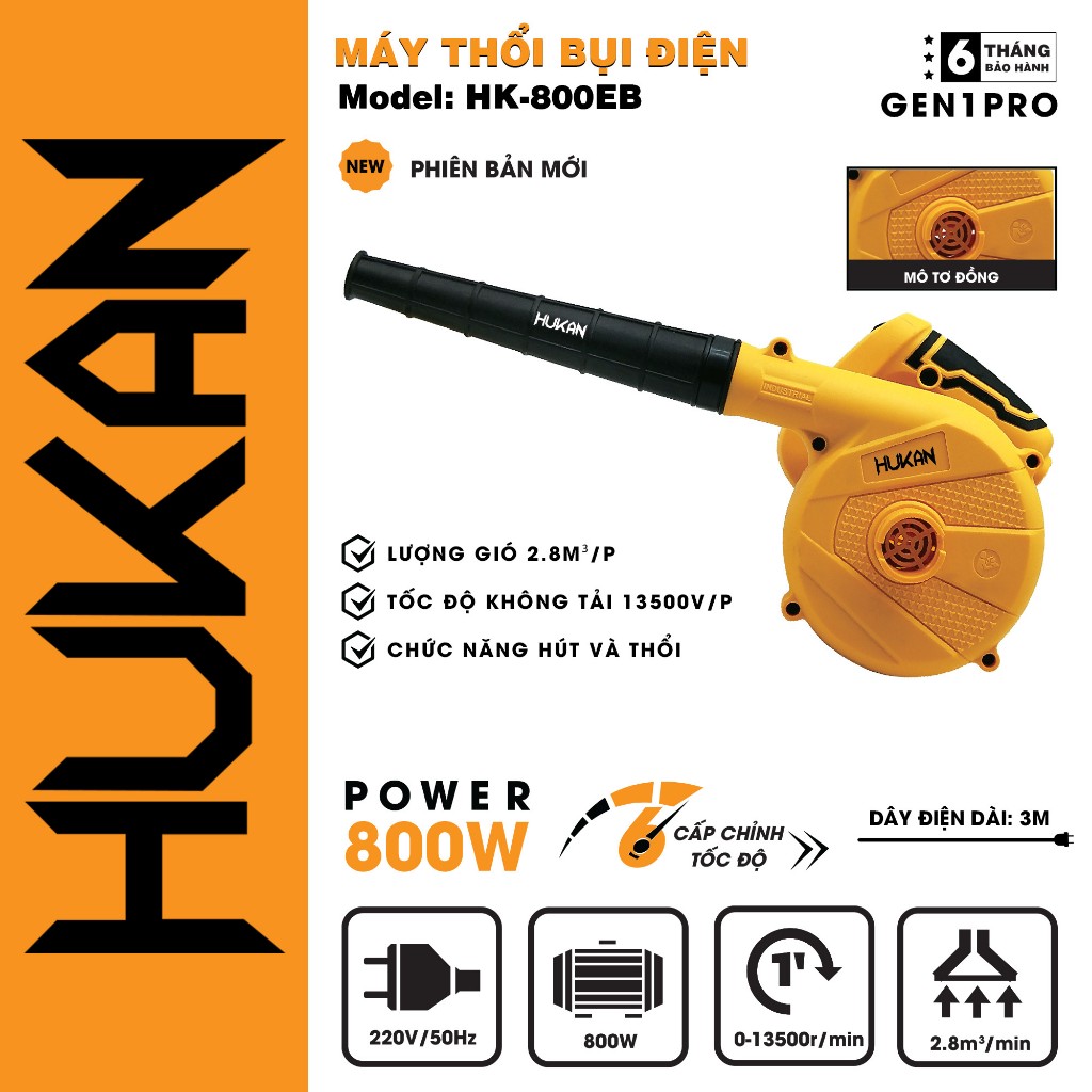 Máy Thổi Hút Bụi 2 Chức Năng HUKAN HK-800EB Công Suất 800w Có 6 Cấp Chỉnh Tốc - HUKAN VIỆT NAM