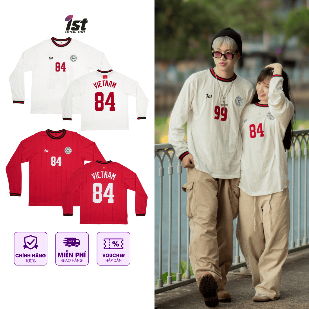 Áo Thun Blokecore 1st 84 VIET NAM Football Jersey Logo FCF Thêu Local Brand, Form Rộng Unisex