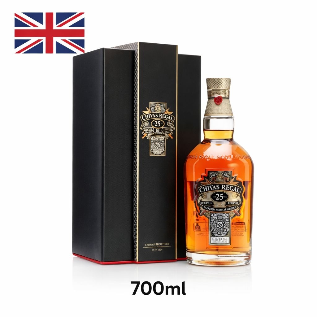 Vỏ Chai Chivas 25 Xuất Xứ Anh Có Hộp Thủy Tinh Cao Cấp .Chai Rỗng Không Có Rượu Bên Trong.