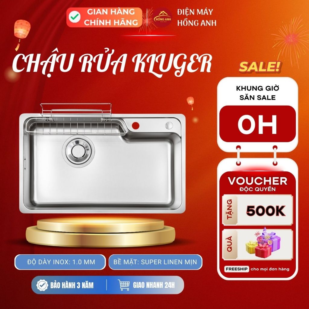 Chậu rửa Kluger Haru Series KH8048SL Plus inox 304 cao cấp ép khuôn liền khối bề mặt super linen mịn