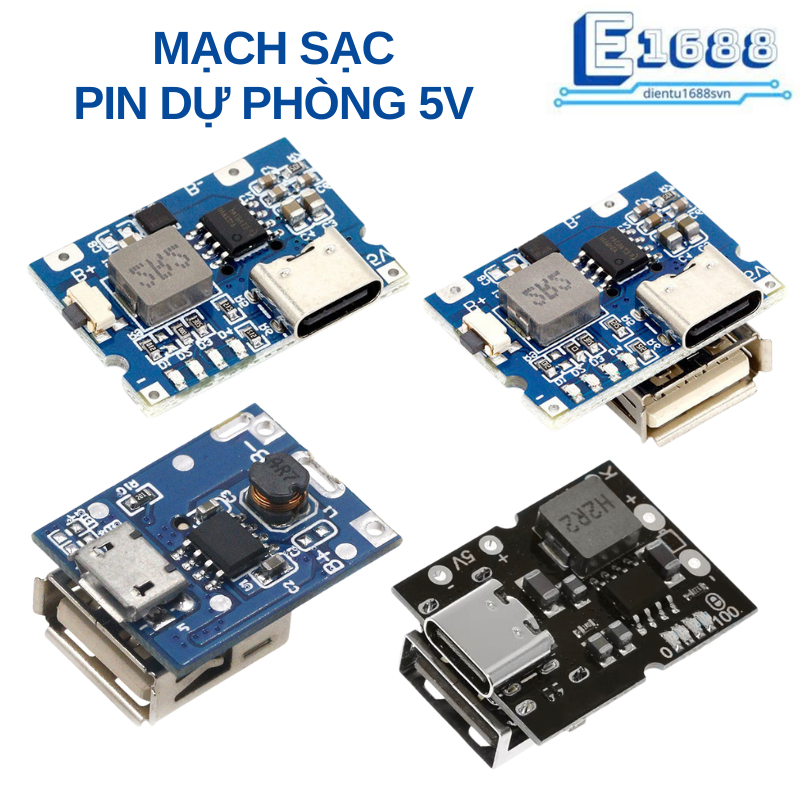 Mạch chế sạc pin dự phòng 5V 600mA mini có led báo trạng thái