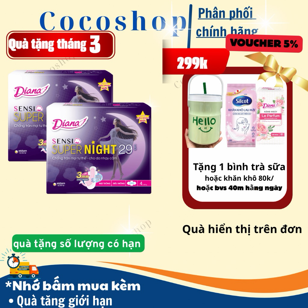 [ che tên SP] BVS DIANA SENSI BAN ĐÊM 29CM 4 MIẾNG