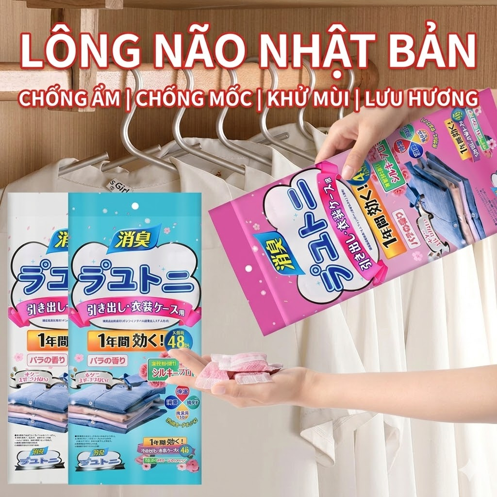 Bịch 48 túi thơm để tủ quần áo chống côn trùng, ẩm mốc, chống ẩm tiện dụng