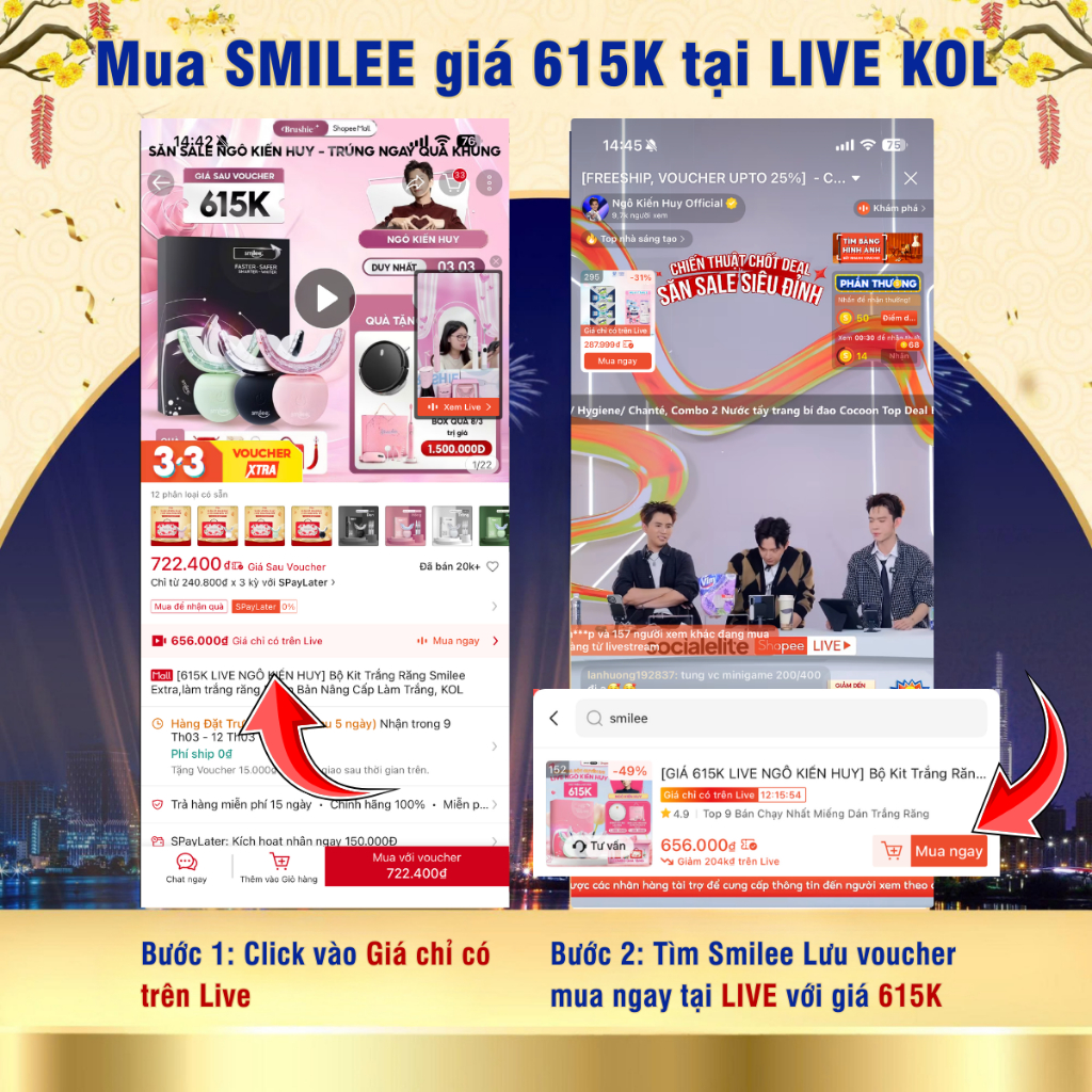 [GIÁ 797K TẠI LIVE SHOP] Trắng răng Smilee Extra, bộ kit làm trắng răng từ 2-6 tone tại nhà, đi kèm 3 bút gel, LIS | BigBuy360 - bigbuy360.vn