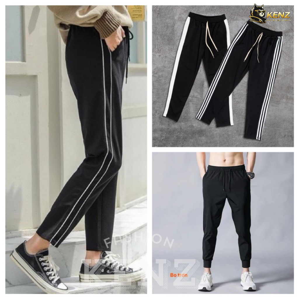 Quần Dài Thể Thao Nam Jogger Sọc Trắng thun poly co giãn thoáng khí