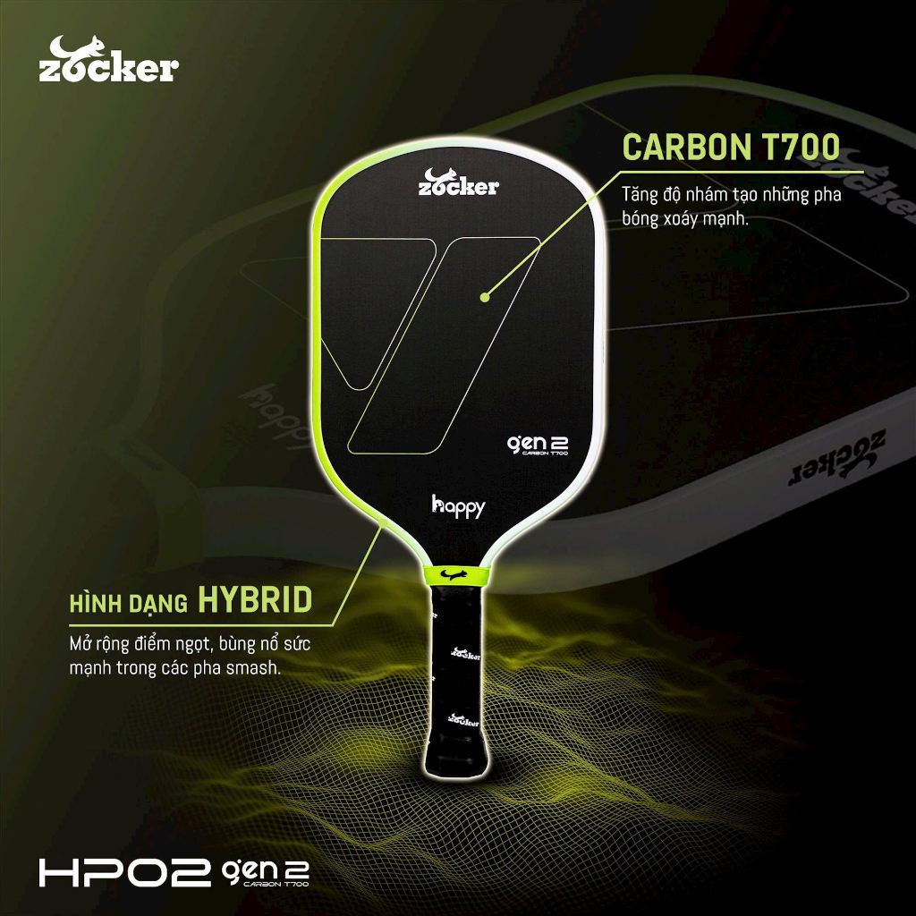 [ Hỏa tốc ] Vợt Pickleball HP02 Gen 2 Nhẹ – Linh Hoạt