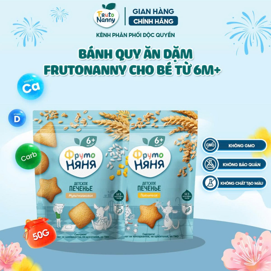 Bánh Ăn Dặm FRUTO Nga Tập Nhai Giảm Ngứa Lợi Cho Bé Từ 6 Tháng - 120g