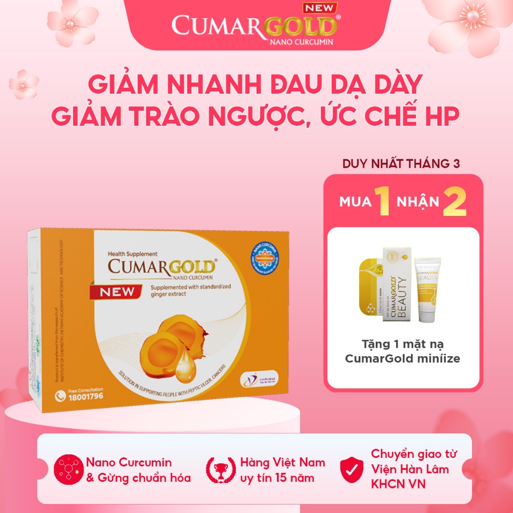 Viên Dạ Dày CumarGold New 30 Viên Hỗ Trợ Giảm Đau Dạ Dày, Trào Ngược Từ Nano Curcumin - CMG01
